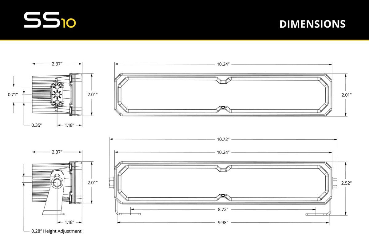 Diode Dynamics - Diode Dynamics SS10 SAE/DOT Yellow LED Light Bar (one)