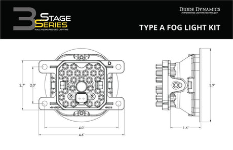 Diode Dynamics - Diode Dynamics SS3 Pro Type A Kit ABL - White SAE Fog