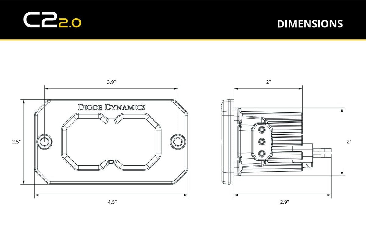 Diode Dynamics - Diode Dynamics Stage Series Flush Mount Reverse Light Kit (SSC1 or C2 2.0 w/ Red Backlight)
