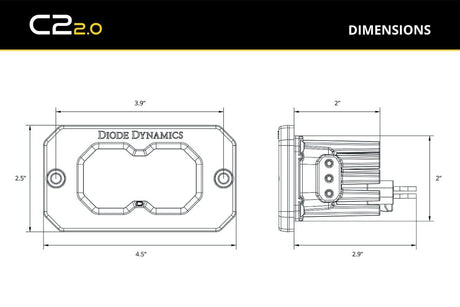 Diode Dynamics - Diode Dynamics Stage Series Flush Mount Reverse Light Kit (SSC1 or C2 2.0 w/ Red Backlight)