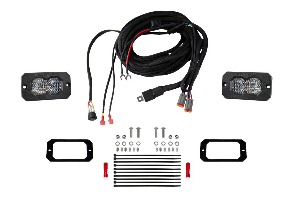 Diode Dynamics - Diode Dynamics Stage Series Flush Mount Reverse Light Kit (SSC1 or C2 2.0 w/ Red Backlight)