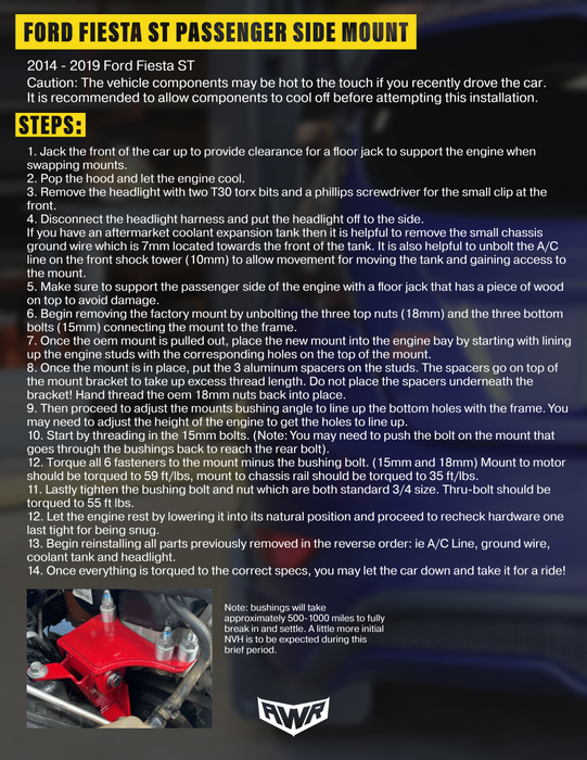 AWR Racing Ford Fiesta ST 2014 - 2019 Passenger Side Mount