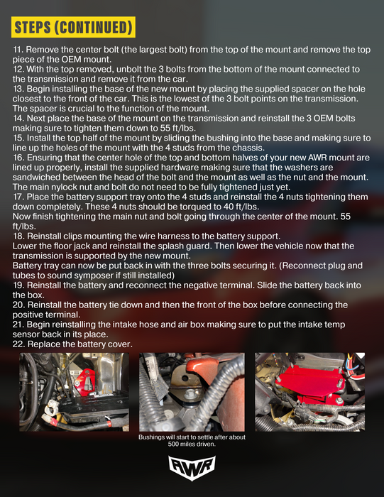 AWR Racing 2013 - 2018 Ford Focus ST mount kit