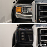 Form Lighting - 2014 - 2018 GMC Sierra 1500 LED Projector Headlights with Amber DRL (pair)