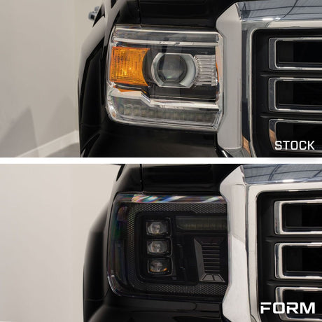 Form Lighting - 2014 - 2018 GMC Sierra 1500 LED Projector Headlights with Amber DRL (pair)