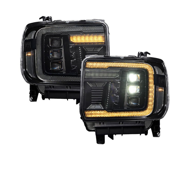 Form Lighting - 2014 - 2018 GMC Sierra 1500 LED Projector Headlights with Amber DRL (pair)
