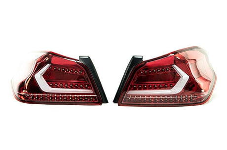 OLM - OLM Evolution Tail Lights - Clear Lens, Red Base, White Bar - 2015-2021 Subaru WRX / STI