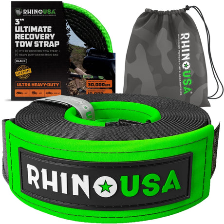 Rhino USA - Rhino USA Ultimate Recovery Tow Strap 3In X 20Ft