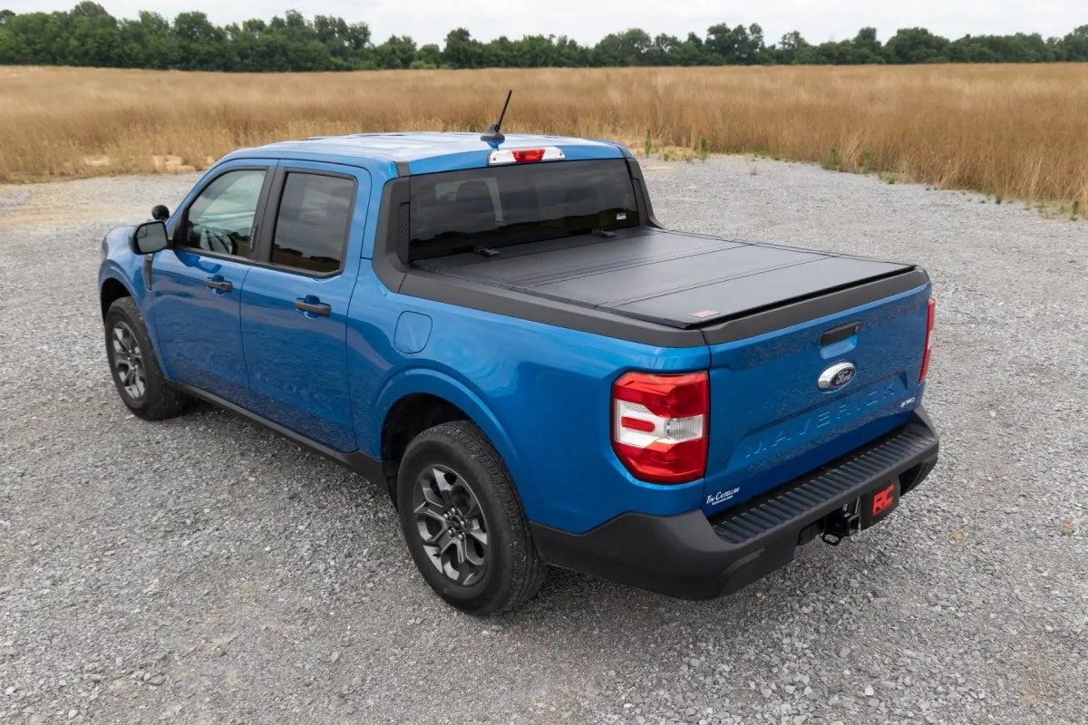 Rough Country - Rough Country Hard Tri - Fold Flip Up Bed Cover 4'6" Bed | Ford Maverick (22 - 24) - Panda Motorworks