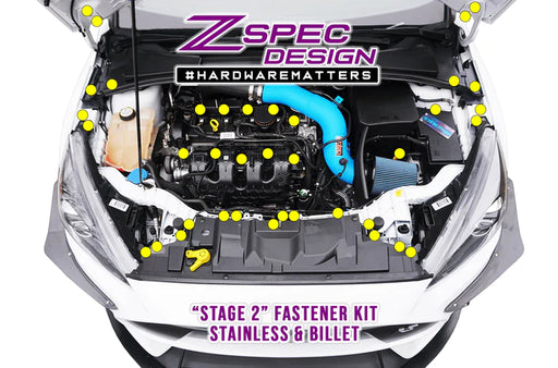 ZSPEC "STAGE 2" DRESS UP BOLTS® FASTENER KIT FOR FORD FOCUS RS & ST, STAINLESS & BILLET