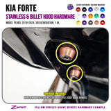 ZSPEC Hood Fastener Kit for 2020-24 Kia Forte BD 1.6L, Stainless & Billet