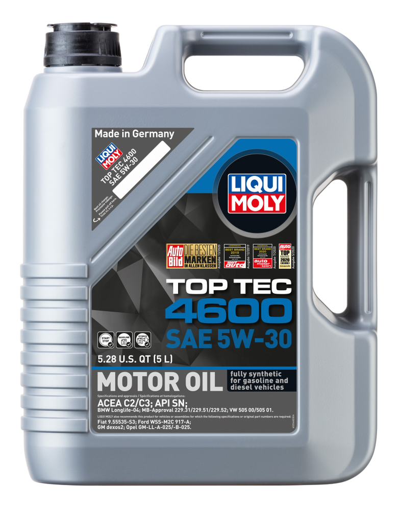 LIQUI MOLY 5L Top Tec 4600 Motor Oil 5W30 - Case of 4