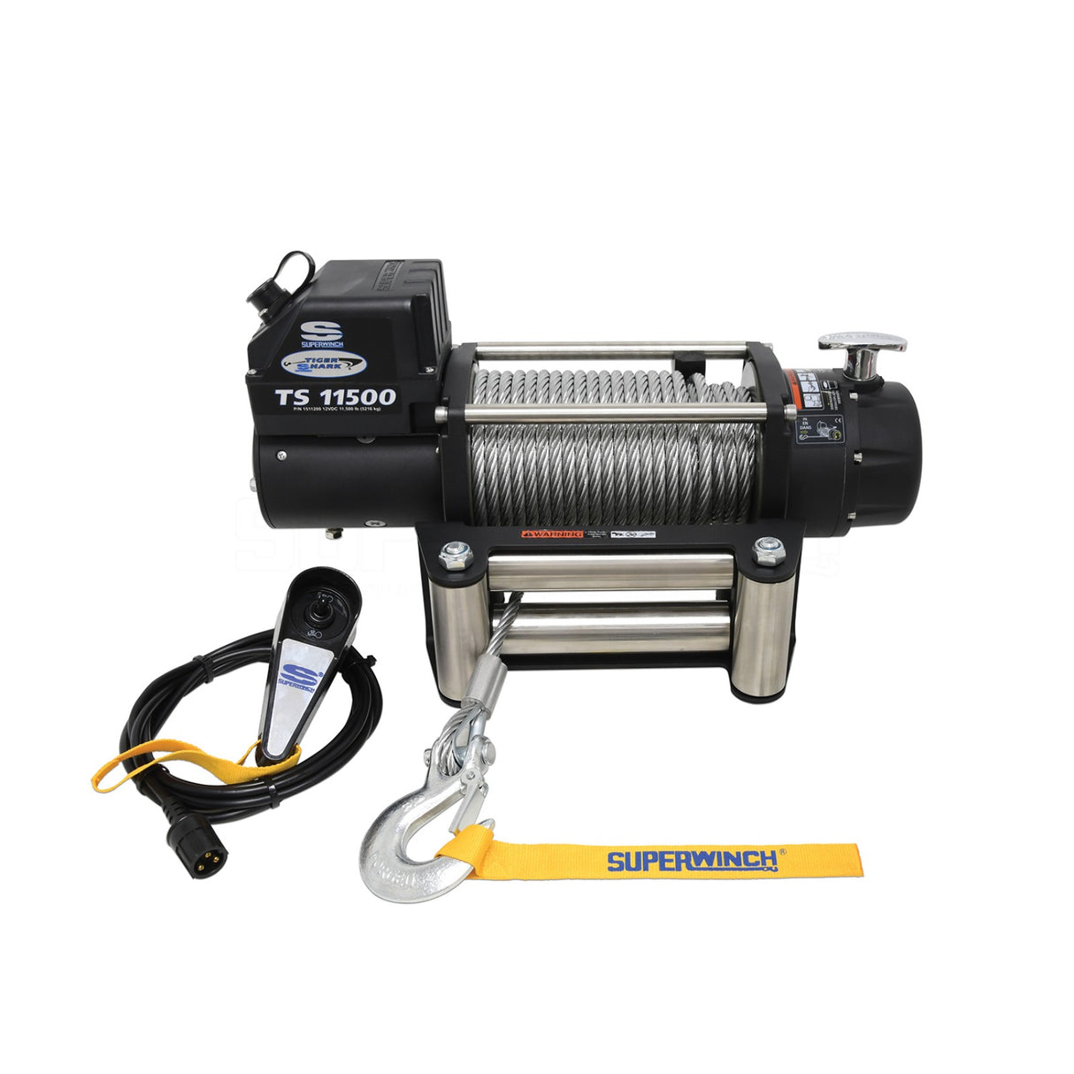 Superwinch 11500 LBS 12 VDC 3/8in x 84ft Steel Rope Tiger Shark 11500 Winch