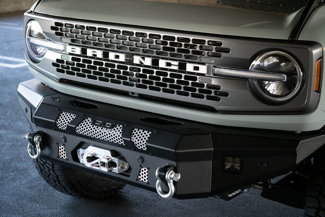 DV8 Offroad 2021+ Ford Bronco MTO Series Front Bumper Winch Capable w/ Optional Bull Bar/Aux Light Opening
