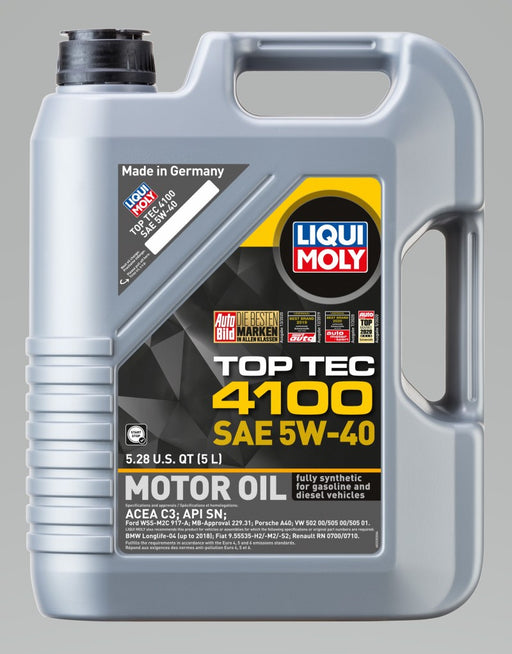 LIQUI MOLY 5L Top Tec 4100 Motor Oil 5W40 - Case of 4