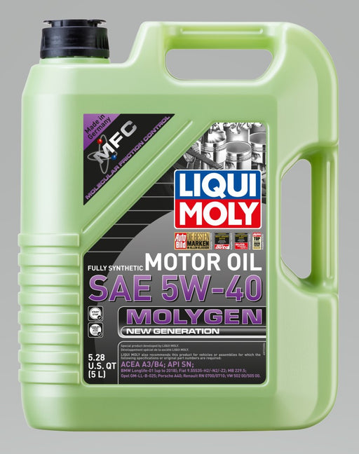 LIQUI MOLY 5L Molygen New Generation Motor Oil 5W40 - Case of 4