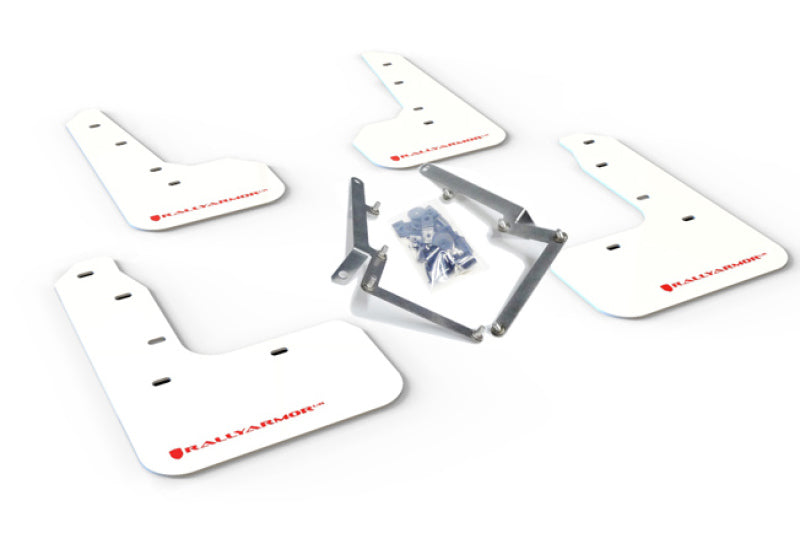 Rally Armor 17-19 Civic Sport Touring & Hatch only UR White Mud Flap w/ Red Logo