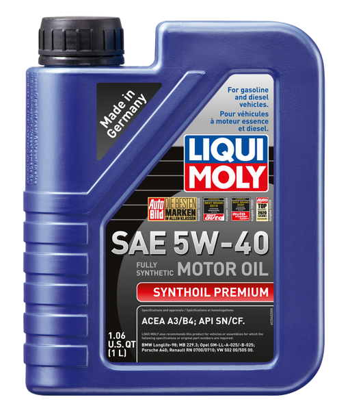LIQUI MOLY 1L Synthoil Premium Motor Oil SAE 5W40 - Case of 12
