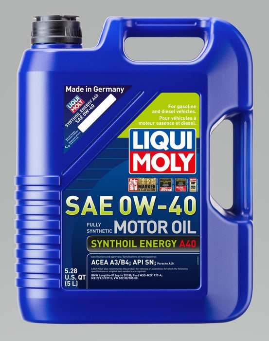 LIQUI MOLY 5L Synthoil Energy A40 Motor Oil SAE 0W40 - Case of 4