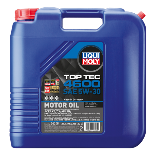 LIQUI MOLY 20L Top Tec 4600 Motor Oil 5W-30