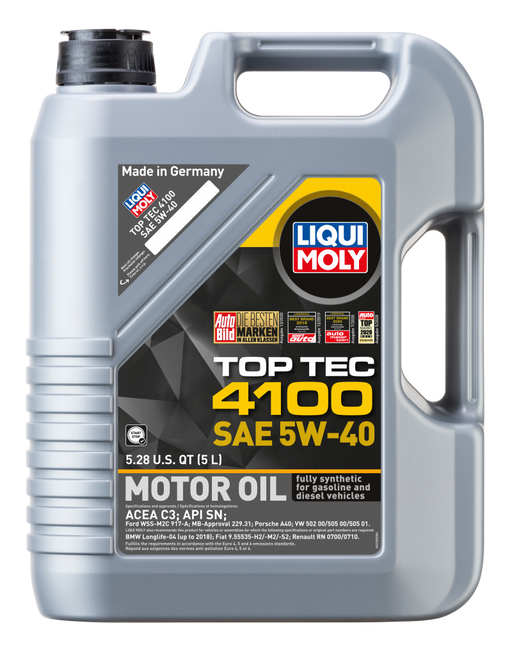 LIQUI MOLY 5L Top Tec 4100 Motor Oil 5W40 - Case of 4