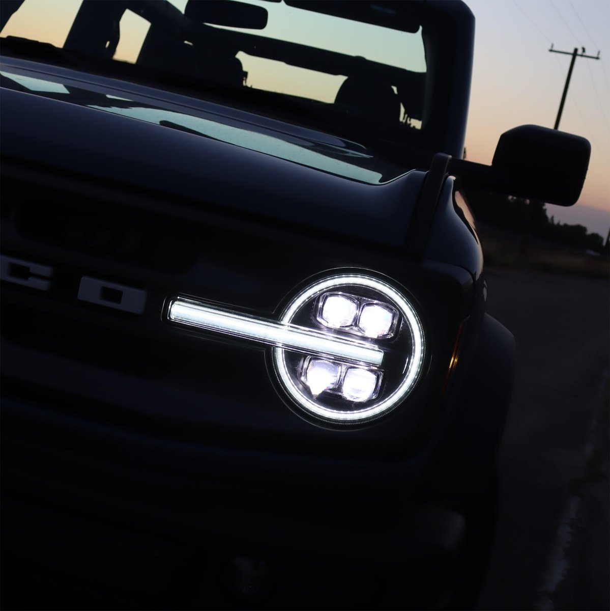 AlphaRex - AlphaRex 21 - 24 Ford Bronco NOVA LED Proj Headlights Alpha - Black w/Activ Light/Seq Signal/DRL - Panda Motorworks