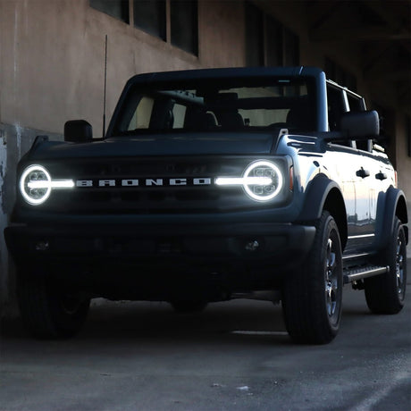 AlphaRex - AlphaRex 21 - 24 Ford Bronco NOVA LED Projector Headlights Black - Panda Motorworks