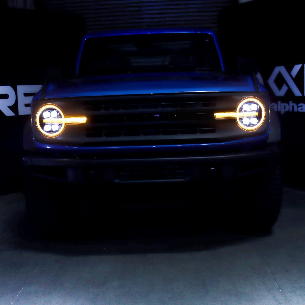 AlphaRex - AlphaRex 21 - 24 Ford Bronco NOVA LED Projector Headlights Black - Panda Motorworks