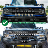 AlphaRex - AlphaRex 21 - 24 Ford Bronco NOVA LED Projector Headlights Black - Panda Motorworks