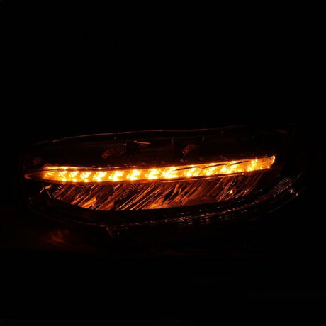 ANZO - ANZO 16 - 17 Honda Civic Projector Headlights Plank Style Black w/Amber/Sequential Turn Signal