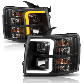 ANZO - CHEVY SILVERADO 1500/2500/3500 07 - 13/1500 HYBRID 09 - 13 PROJECTOR PLANK STYLE SWITCHBACK H.L BLACK /AMBER