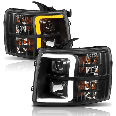 ANZO - CHEVY SILVERADO 1500/2500/3500 07 - 13/1500 HYBRID 09 - 13 PROJECTOR PLANK STYLE SWITCHBACK H.L BLACK /AMBER