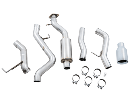 AWE Tuning - AWE Tuning 2021+ Ford Bronco 0FG Single Rear Exit Exhaust w/Chrome Silver Tip & Bash Guard - Panda Motorworks