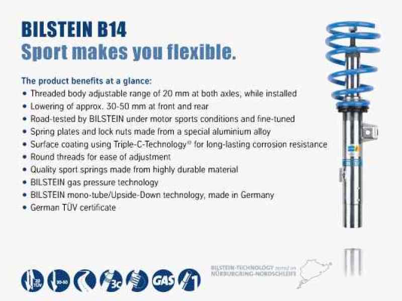 Bilstein - Bilstein B14 (PSS) 2015 Audi A3 / 2015 Volkswagen Golf GTI Front & Rear Performance Suspension Sys - Panda Motorworks