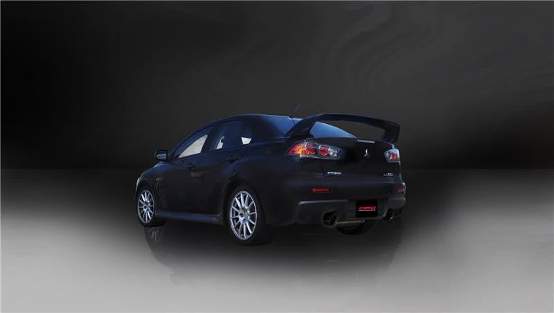 Corsa 08-14 Mitsubishi Lancer Evolution X Sedan 2.0L Black Sport Dual Rear Cat-Back Exhaust - Panda Motorworks - 3