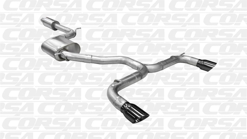 CORSA Performance - Corsa 14 - 15 Volkswagen GTI Mk7 Black Sport 3.0in Cat - Back Dual Rear Exit with Single Pro - Series Tips