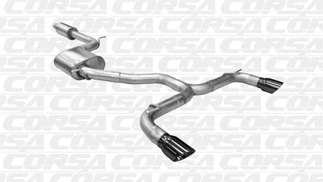 CORSA Performance - Corsa 14 - 15 Volkswagen GTI Mk7 Black Sport 3.0in Cat - Back Dual Rear Exit with Single Pro - Series Tips