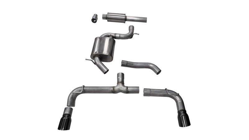 CORSA Performance - Corsa 14 - 15 Volkswagen GTI Mk7 Black Sport 3.0in Cat - Back Dual Rear Exit with Single Pro - Series Tips
