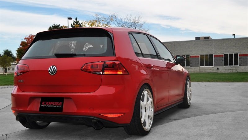 CORSA Performance - Corsa 14 - 15 Volkswagen GTI Mk7 Black Sport 3.0in Cat - Back Dual Rear Exit with Single Pro - Series Tips