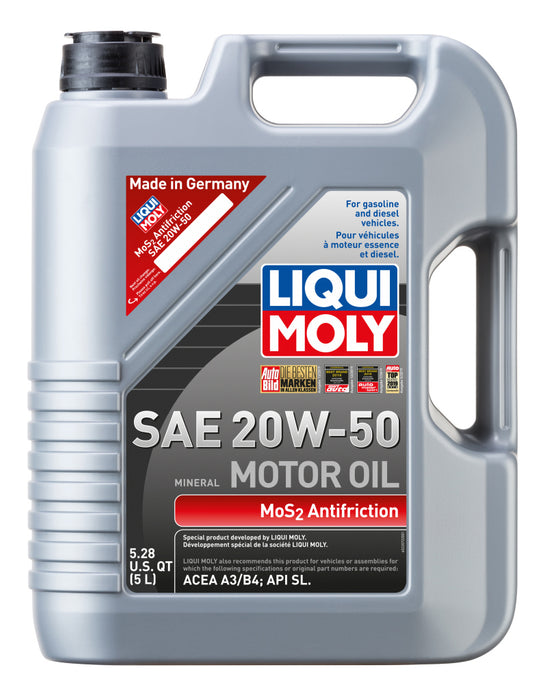 LIQUI MOLY 5L MoS2 Anti-Friction Motor Oil 20W50 - Case of 4