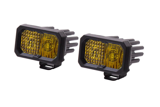 Stage Series 2" SAE Yellow Sport Standard LED Pod (pair) - Combo Optic / Amber Backlit