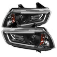 Diode Dynamics - Dodge Charger 11 - 14 Projector Headlights - Xenon/HID Model Only (Not Compatible With Halogen Model ) - Light Tube DRL - Black - High H1 (Included) - Low D3S (Not Included)