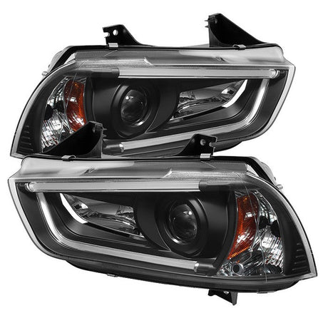 Diode Dynamics - Dodge Charger 11 - 14 Projector Headlights - Xenon/HID Model Only (Not Compatible With Halogen Model ) - Light Tube DRL - Black - High H1 (Included) - Low D3S (Not Included)