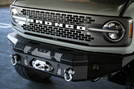 DV8 - DV8 Offroad 2021+ Ford Bronco MTO Series Front Bumper Winch Capable w/ Optional Bull Bar/Aux Light Opening