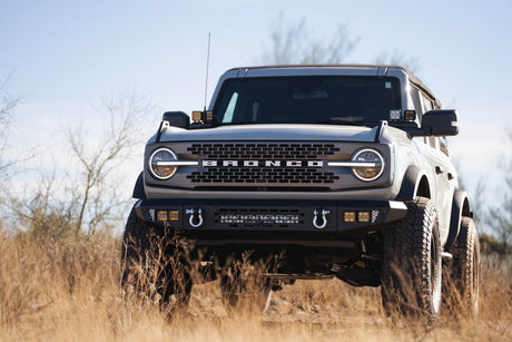DV8 - DV8 Offroad 21+ Ford Bronco OE PLUS SERIES Bumper - Accommodates 20in Dual Row Light Bar &amp; (4) 3in Pod Light Mount