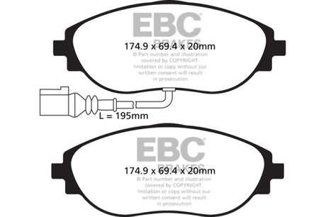 EBC - EBC 12+ Volkswagen CC 3.6 Ultimax2 Front Brake Pads - Panda Motorworks