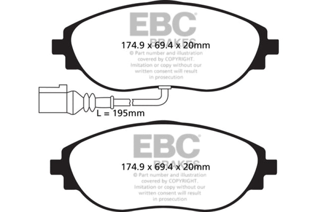 EBC - EBC 14+ Audi S3 2.0 Turbo Redstuff Front Brake Pads - Panda Motorworks