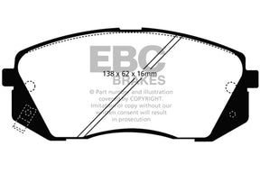 EBC - EBC 15+ Hyundai Sonata 1.6 Turbo (Elec Park Brake) Greenstuff Front Brake Pads - Panda Motorworks