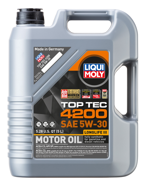 LIQUI MOLY 5L Top Tec 4200 Motor Oil 5W30 - Case of 4