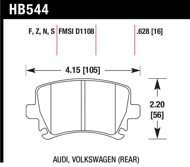 Hawk Performance - Hawk 06 Audi A6 Quattro Avant / 06 - 09 A6 Quattro HP+ Rear Brake Pads